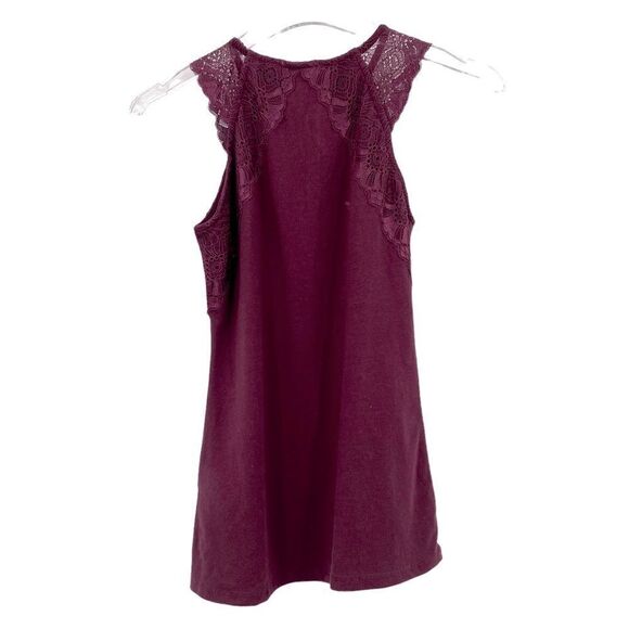 H&m Burgundy Tank w/ Lace - Picture 3 of 6